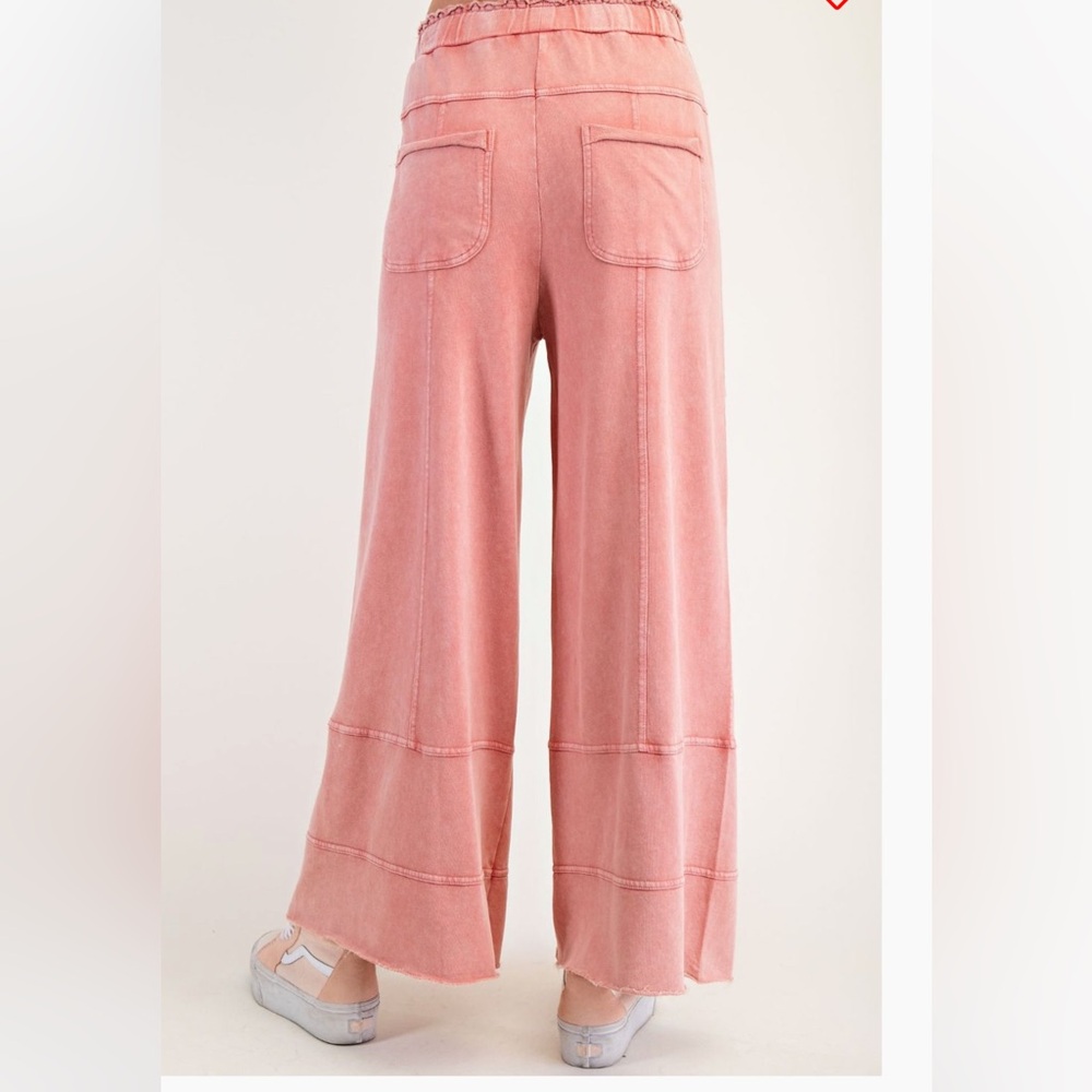 🌺Clearance! LAST FEW! Easel Plus Size Pink Wide-Leg Drawstring Pants - Picture 5 of 7